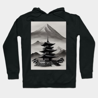 Ukiyo-e Japanese Art - Ink Wash Pagoda Hoodie